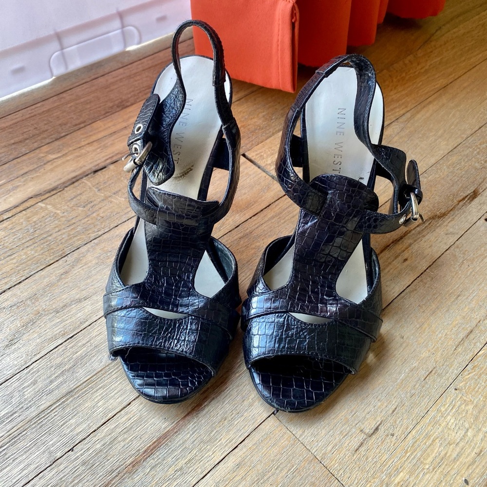 Nine West Leather Open Toe Heel